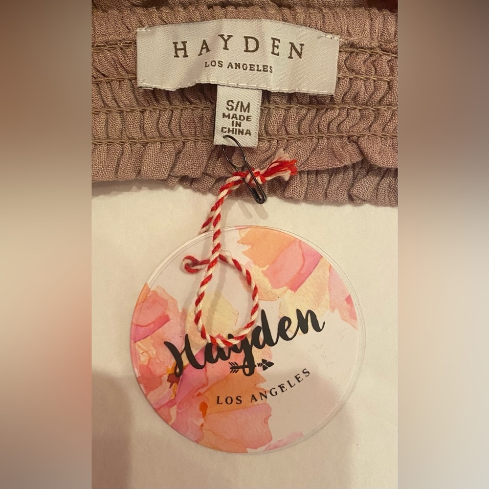 Hayden Los Angeles Floral Embroidered Boho Bralette Mauve Taupe S/M H5476 NEW - Picture 3 of 4